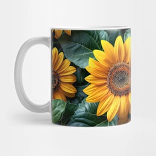 A Bed of Sunflowers in the Garden - Jigsaw Puzzle Mug